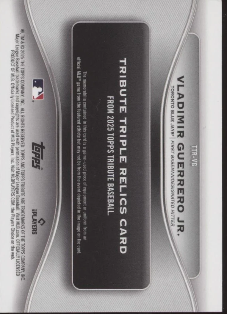 Vladimir Guerrero Jr. 2025 Topps Tribute Green Swatches 30/99 #TTR-VG
