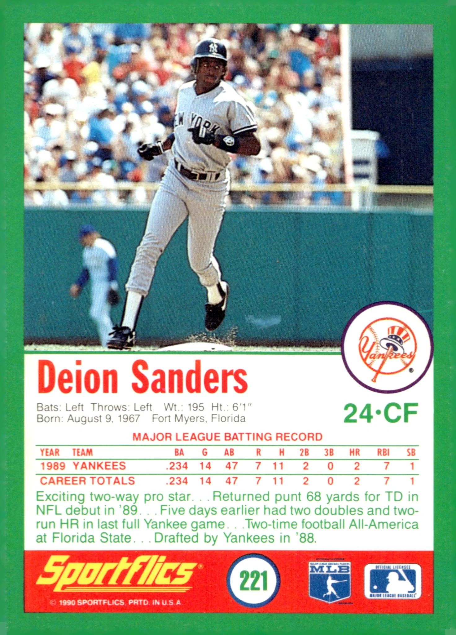 Deion Sanders 1990 Sportflics #221