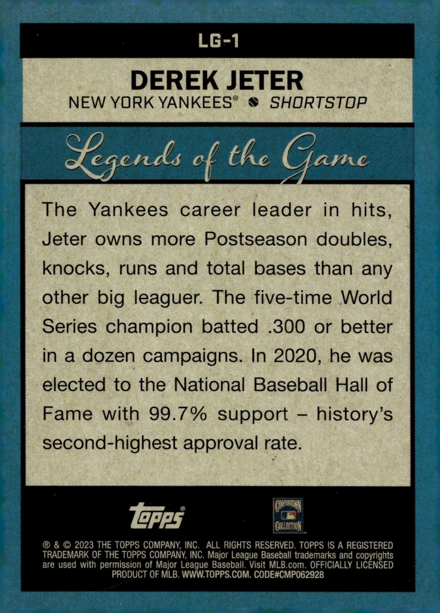 Derek Jeter 2023 Topps Legends of the Game Holo #LG-1