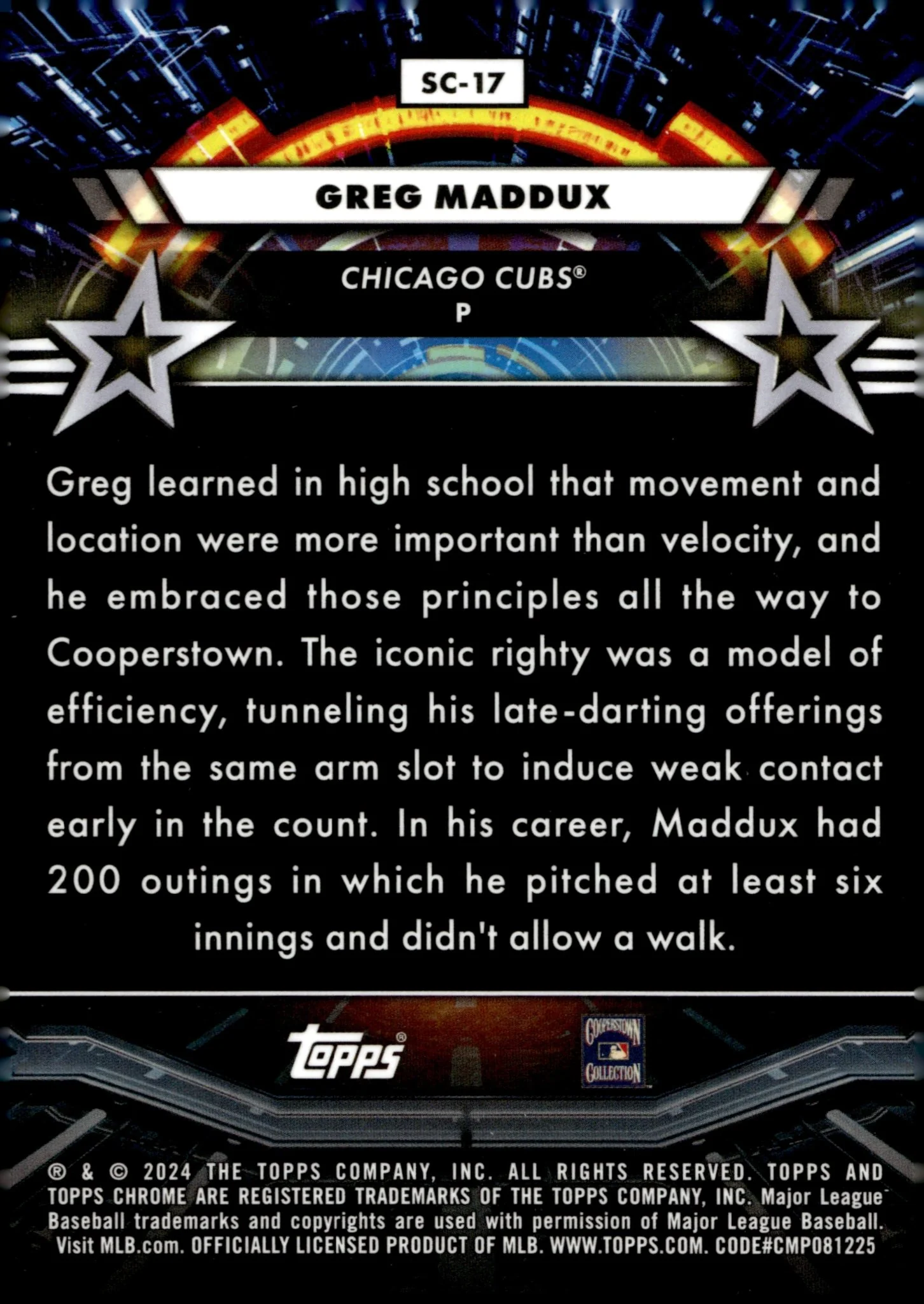 Greg Maddux 2024 Topps Chrome Cosmic Star Command Refractor #SC-17