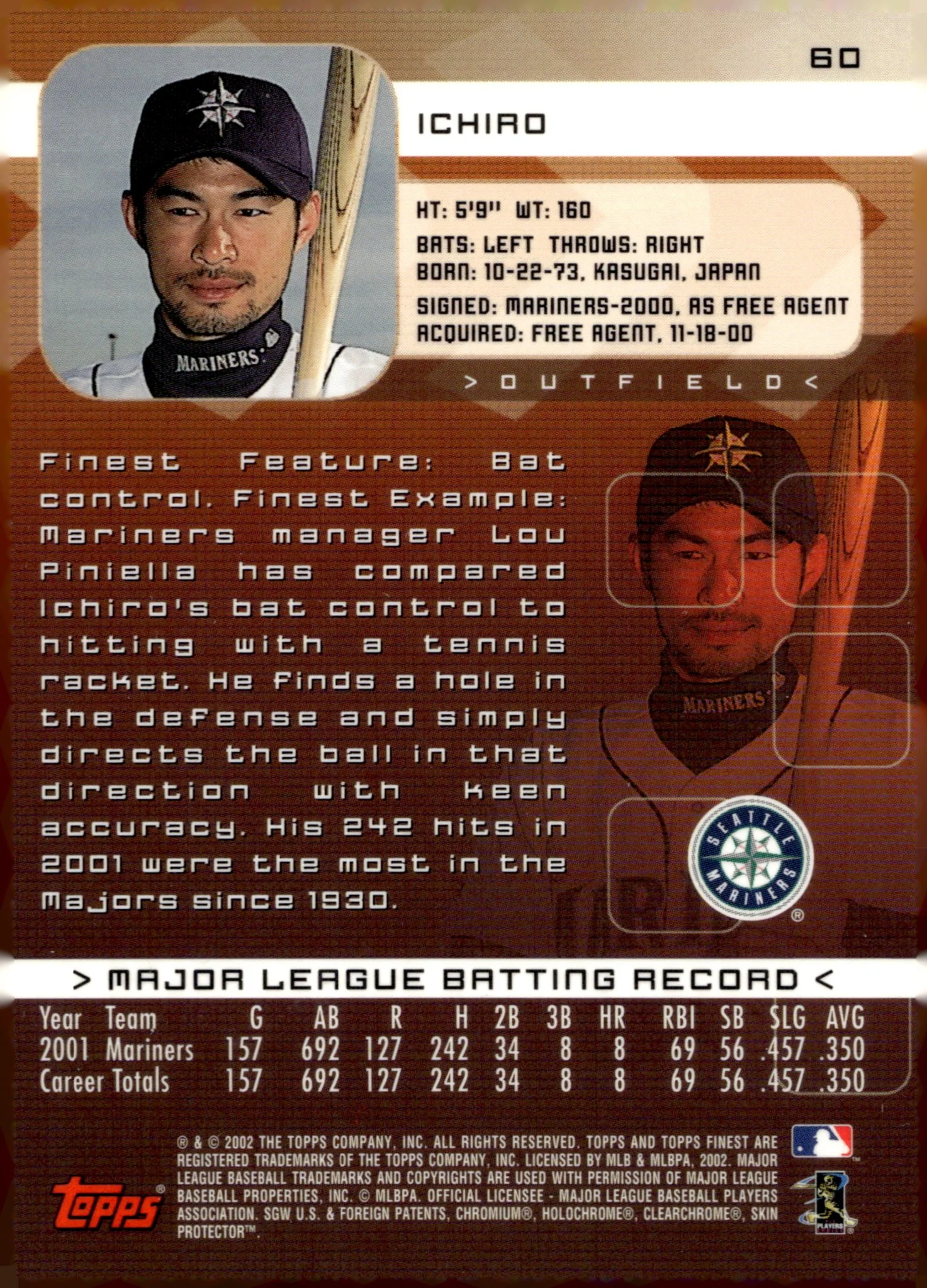 Ichiro Suzuki 2002 Topps Finest #60