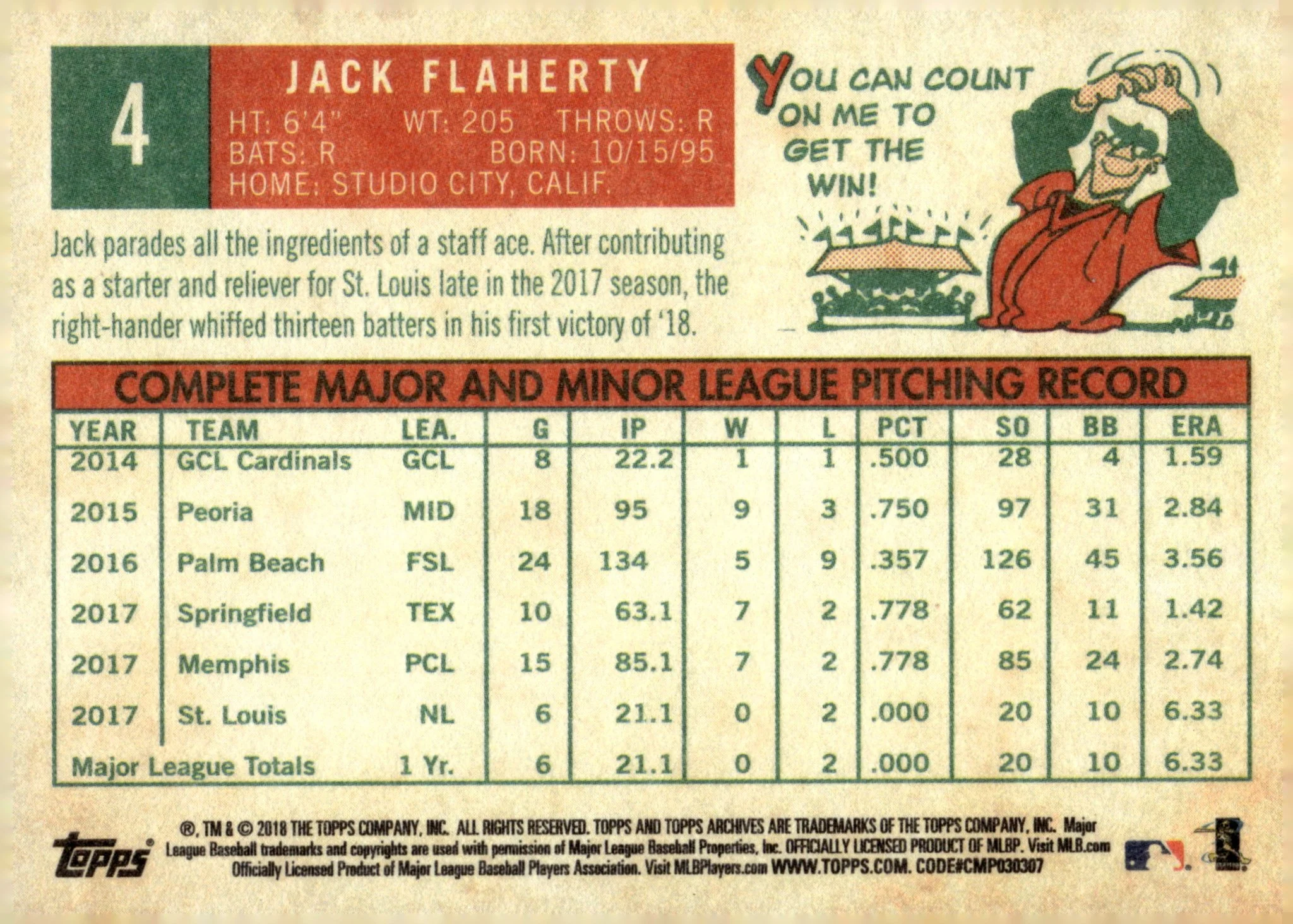 Jack Flaherty 2018 Topps Archives RC #4