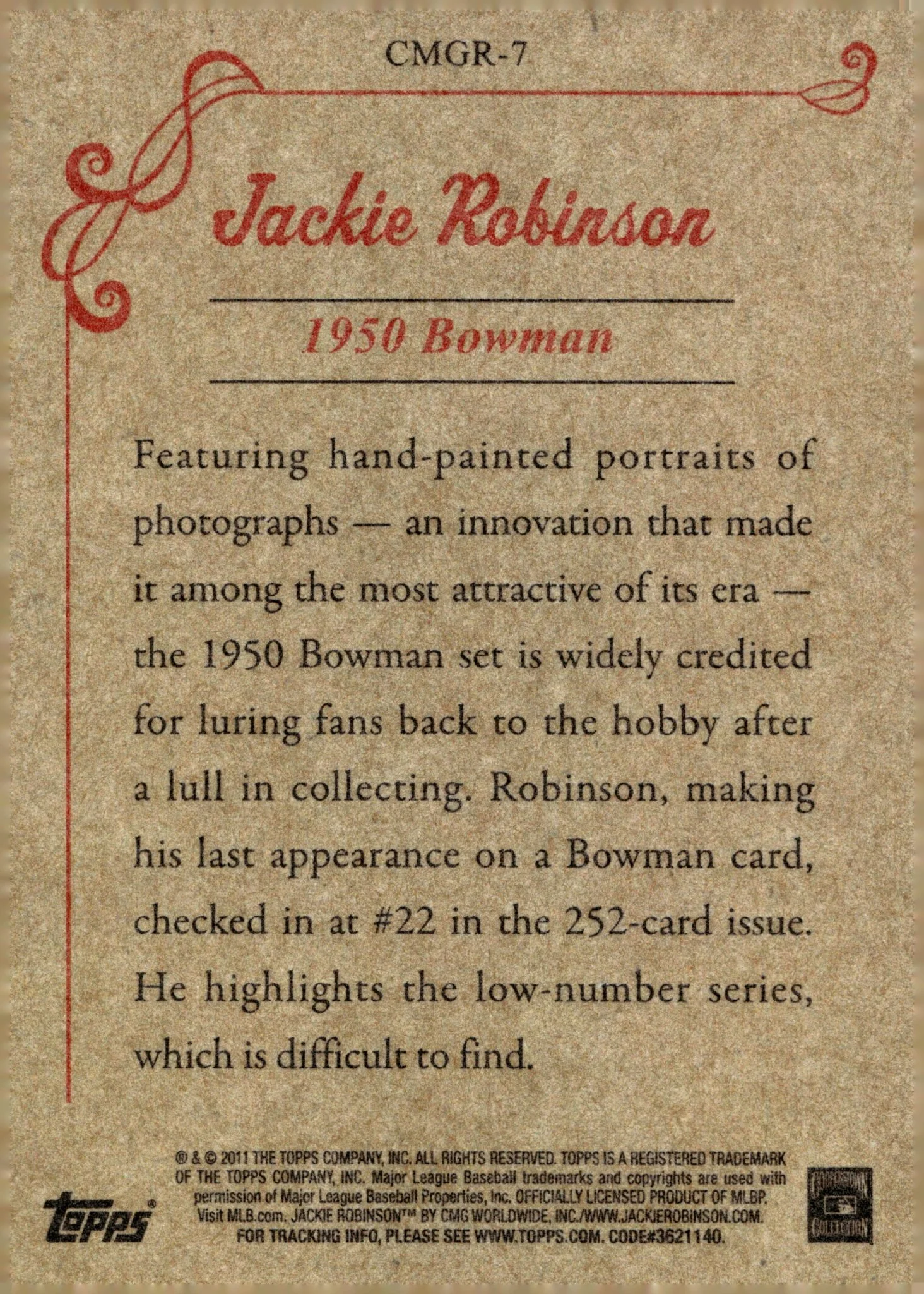 Jackie Robinson 2011 Topps CMG Reprint #CMGR-7