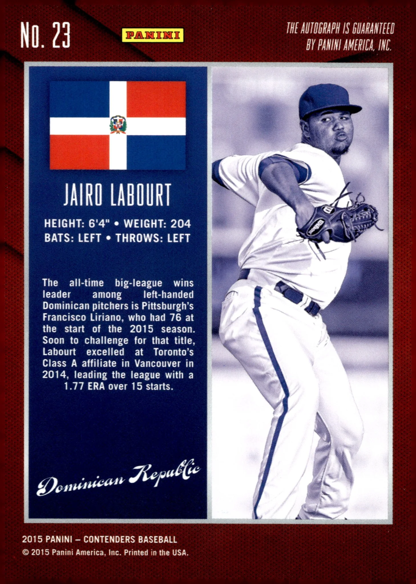 Lairo Labourt 2015 Panini Contenders Playoff Ticket International Auto 08/15 #23