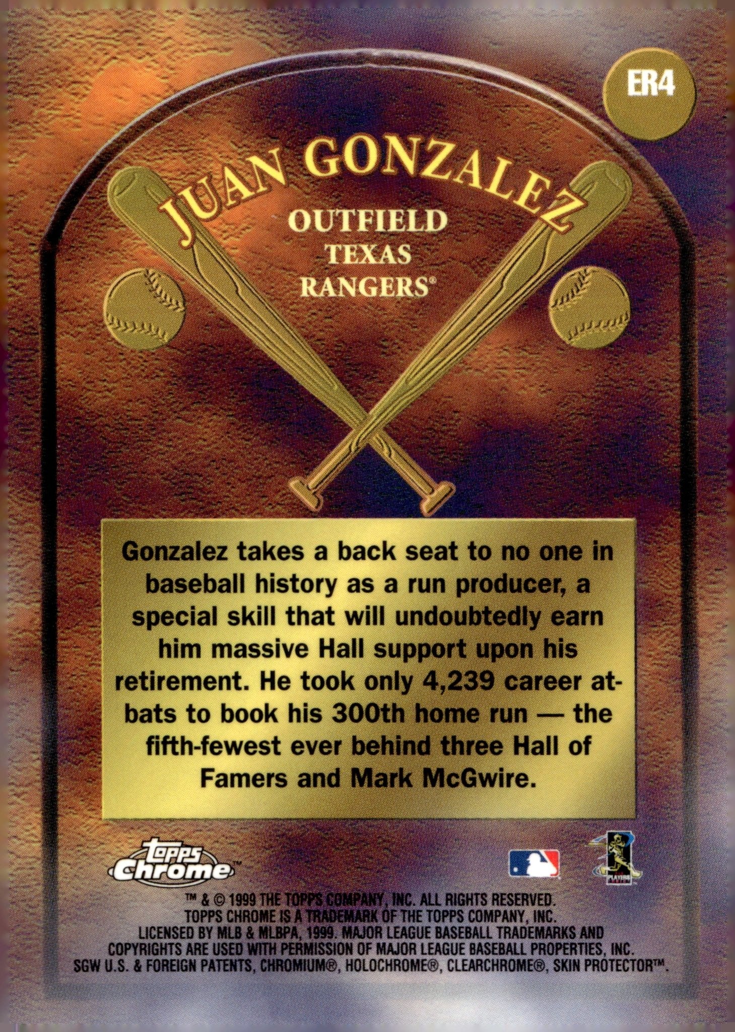 Juan Gonzalez 1999 Topps Chrome Early Road to the Hall #ER4 #1