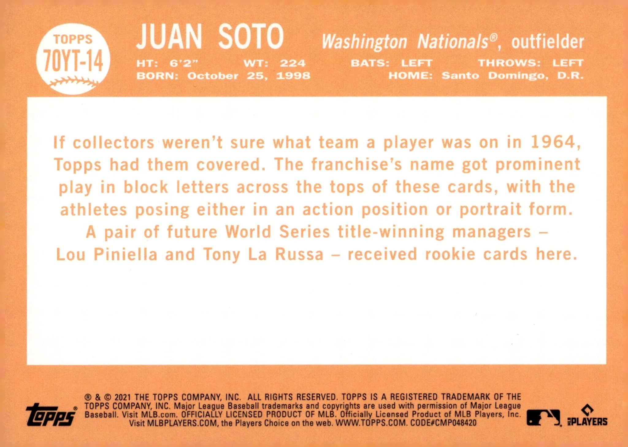 Juan Soto 2021 Topps 70 #70YT-14