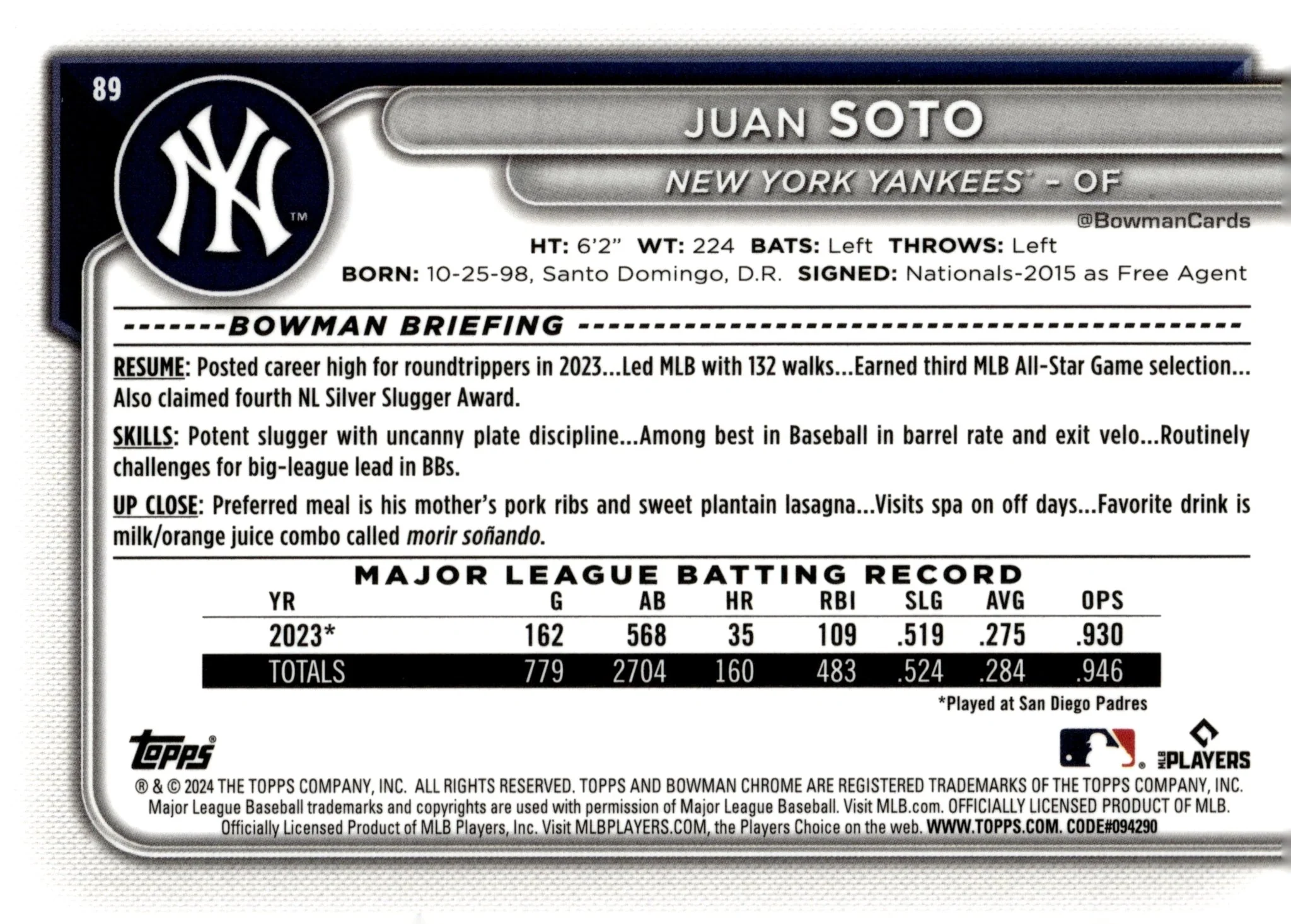 Juan Soto 2024 Bowman Chrome Mojo Refractor #89 #1