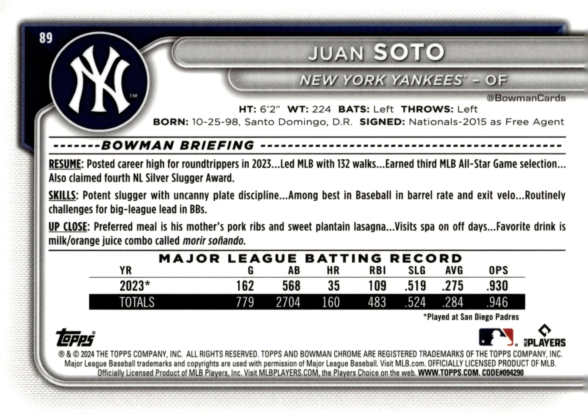 Juan Soto 2024 Bowman Chrome Mojo Refractor #89 #2