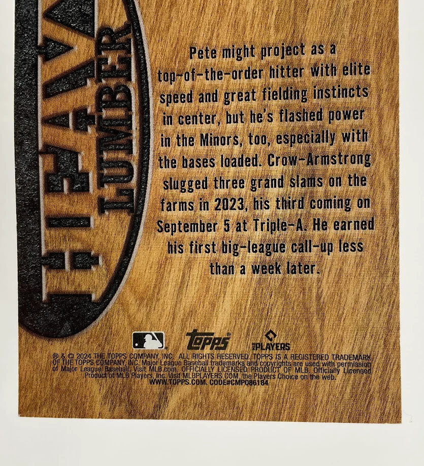 Pete Crow-Armstrong 2024 Topps Heavy Lumber RC #HL-47