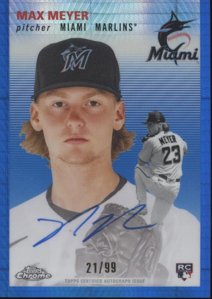 Max Meyer 2023 Topps Chrome Platinum Blue Hyper Refractor Auto RC 21/99