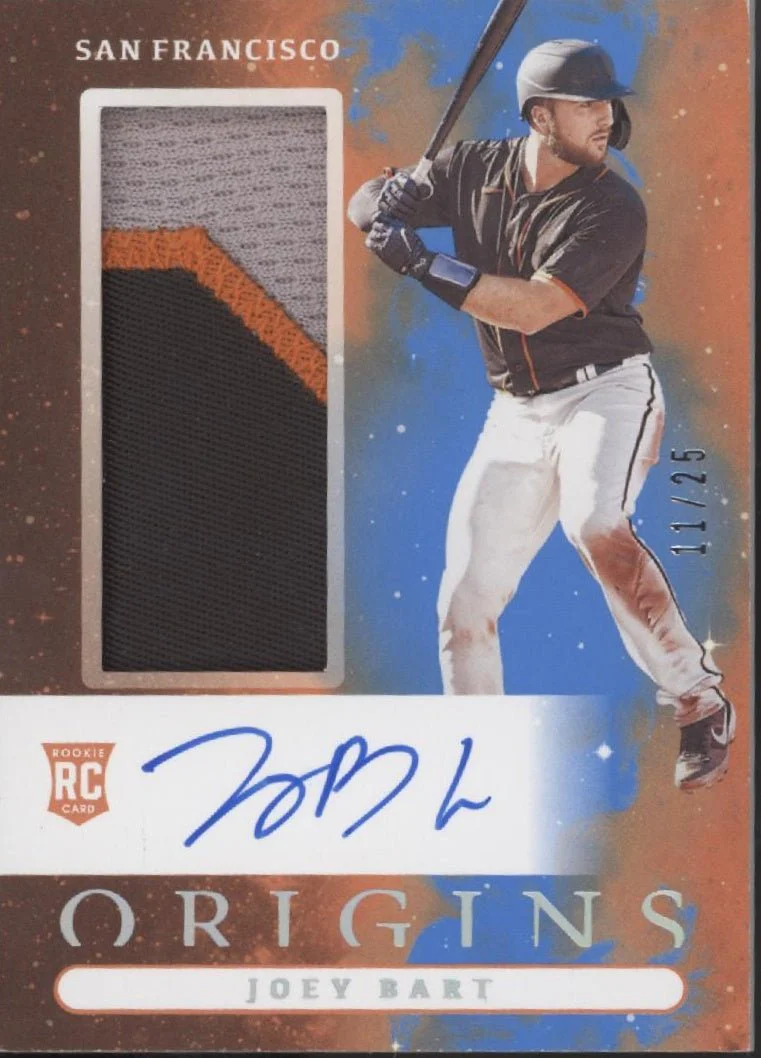 Joey Bart 2021 Panini Chronicles Origins Swatch RC Auto 11/25 #OJA-JB