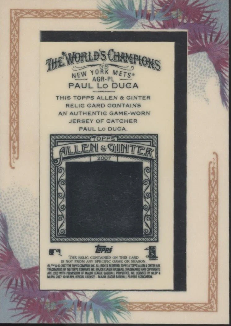 Paul Lo Duca 2007 Topps Allen & Ginter Mini Framed Swatch #AGR-PL