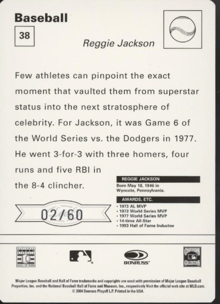 Reggie Jackson 2004 Donruss Sportscasters 02/60 #38