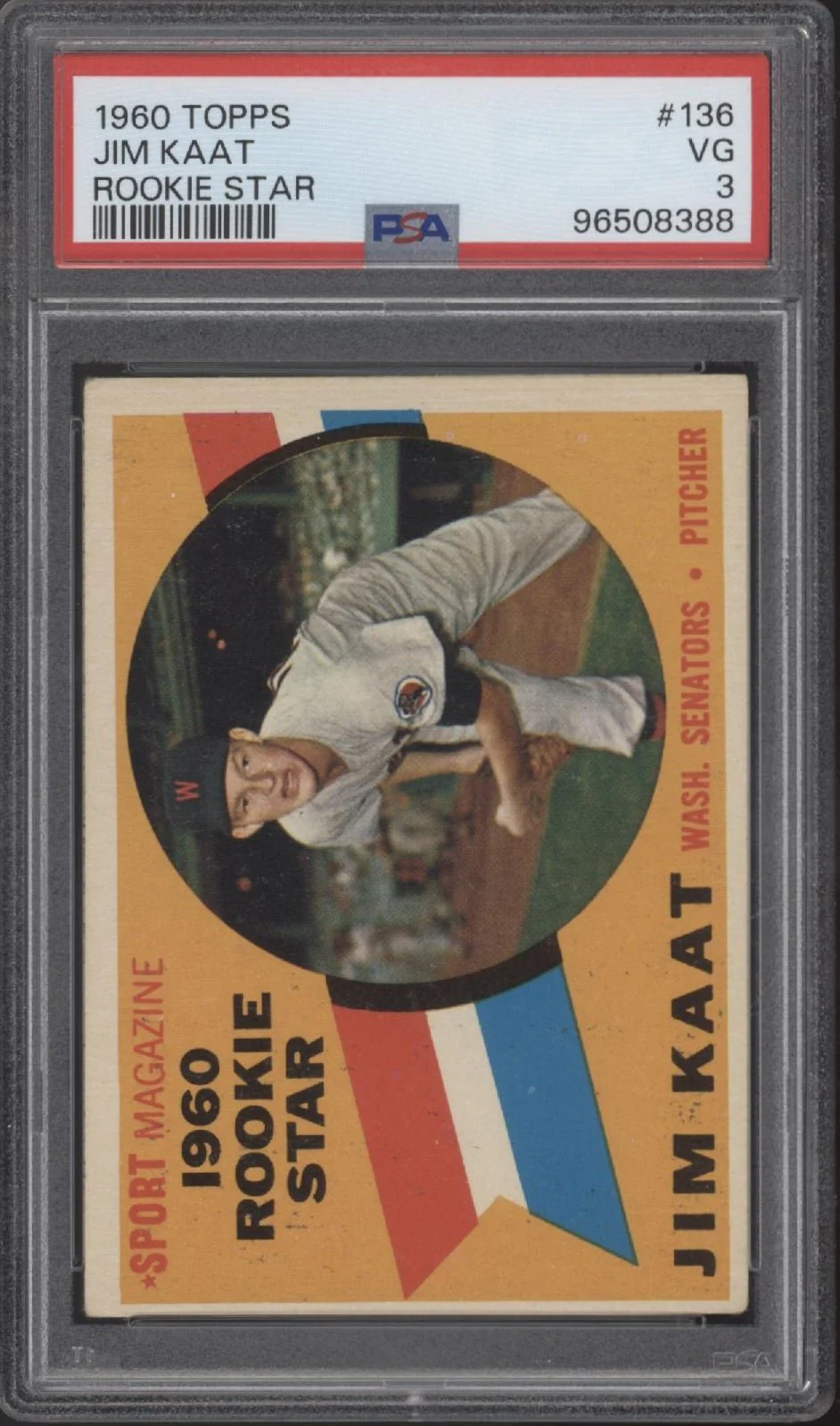 Jim Kaat 1960 Topps Rookie Star #136 PSA 3