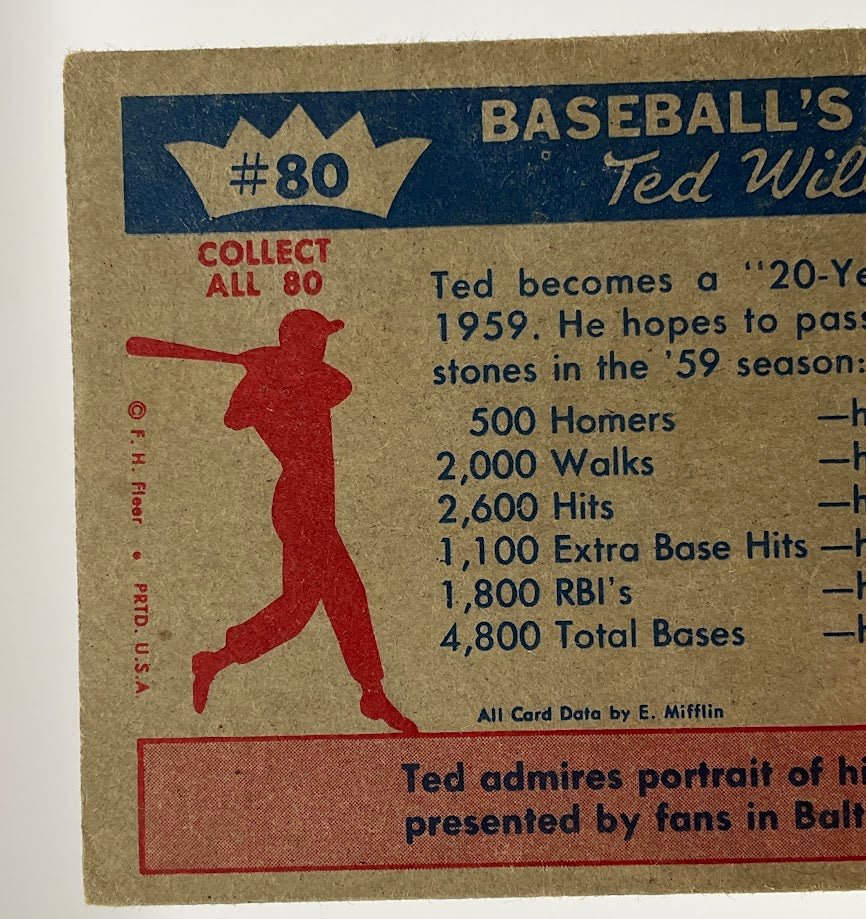 Ted's Goals for 1959 Fleer Ted Williams #80 Boston Red Sox VG