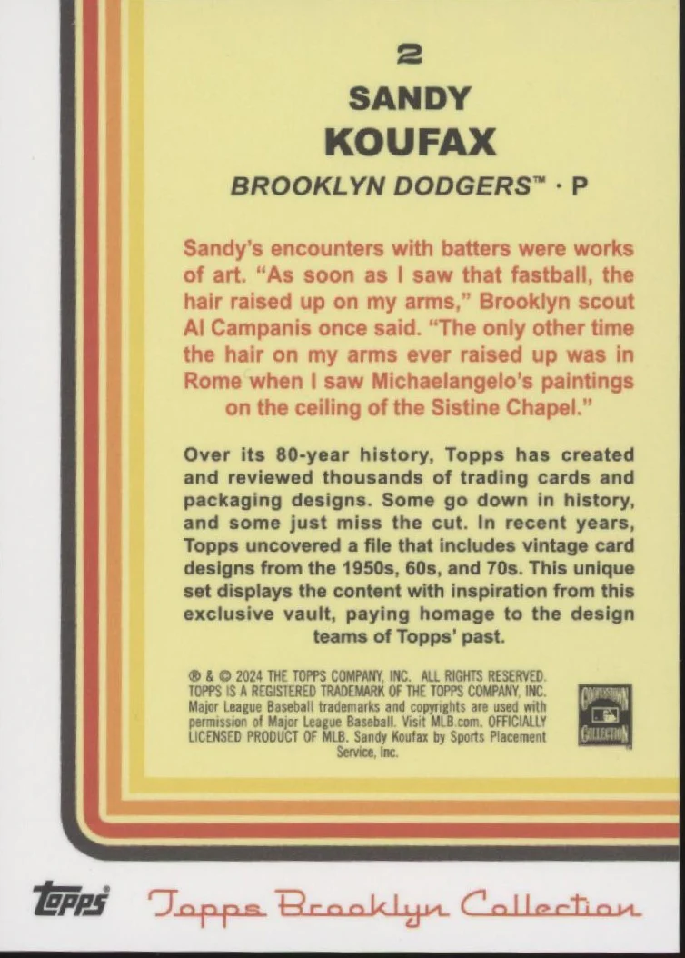 Sandy Koufax 2024 Topps Brooklyn Collection #2