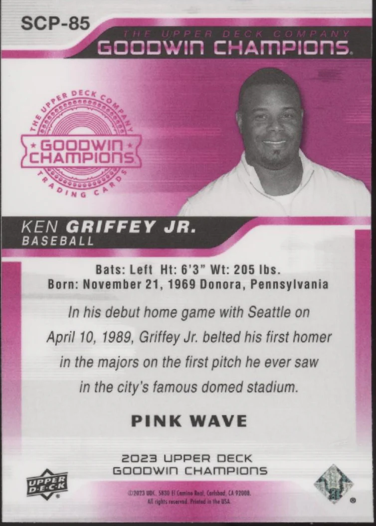 1779-ken-griffey-jr.-2023-upper-deck-goodwin-champions-splash-color-pink-wave-scp-85-2.webp Ken Griffey Jr. 2023 Upper Deck Goodwin Champions Splash Color Pink Wave #SCP-85