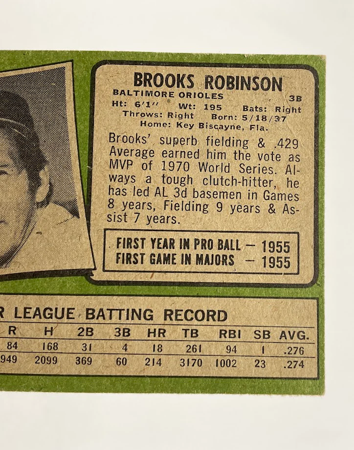 Brooks Robinson 1971 Topps #300 Baltimore Orioles VG #3