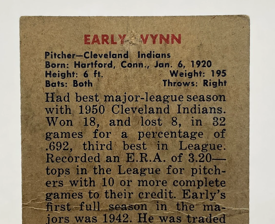 Early Wynn 1951 Bowman #78 Cleveland Indians GD