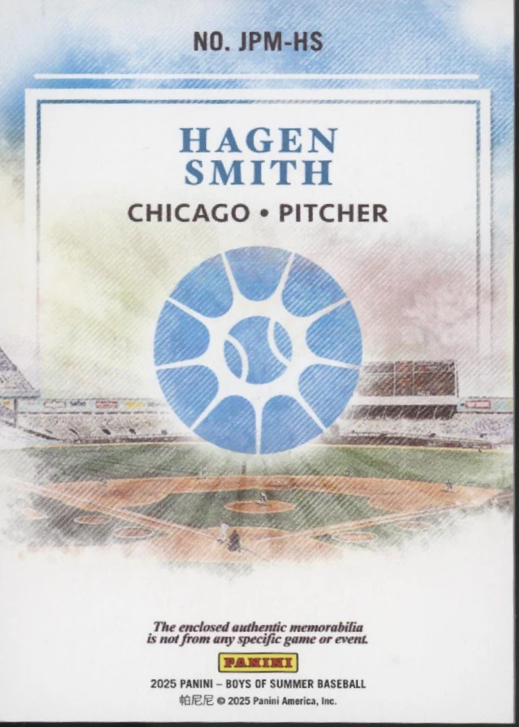 Hagen Smith 2025 Panini Boys of Summer Swatch 14/25 # #JPM-HS