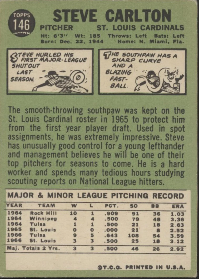 1868-steve-carlton-1967-topps-146-st.-louis-cardinals-gd-2.webp Steve Carlton 1967 Topps #146 St. Louis Cardinals GD