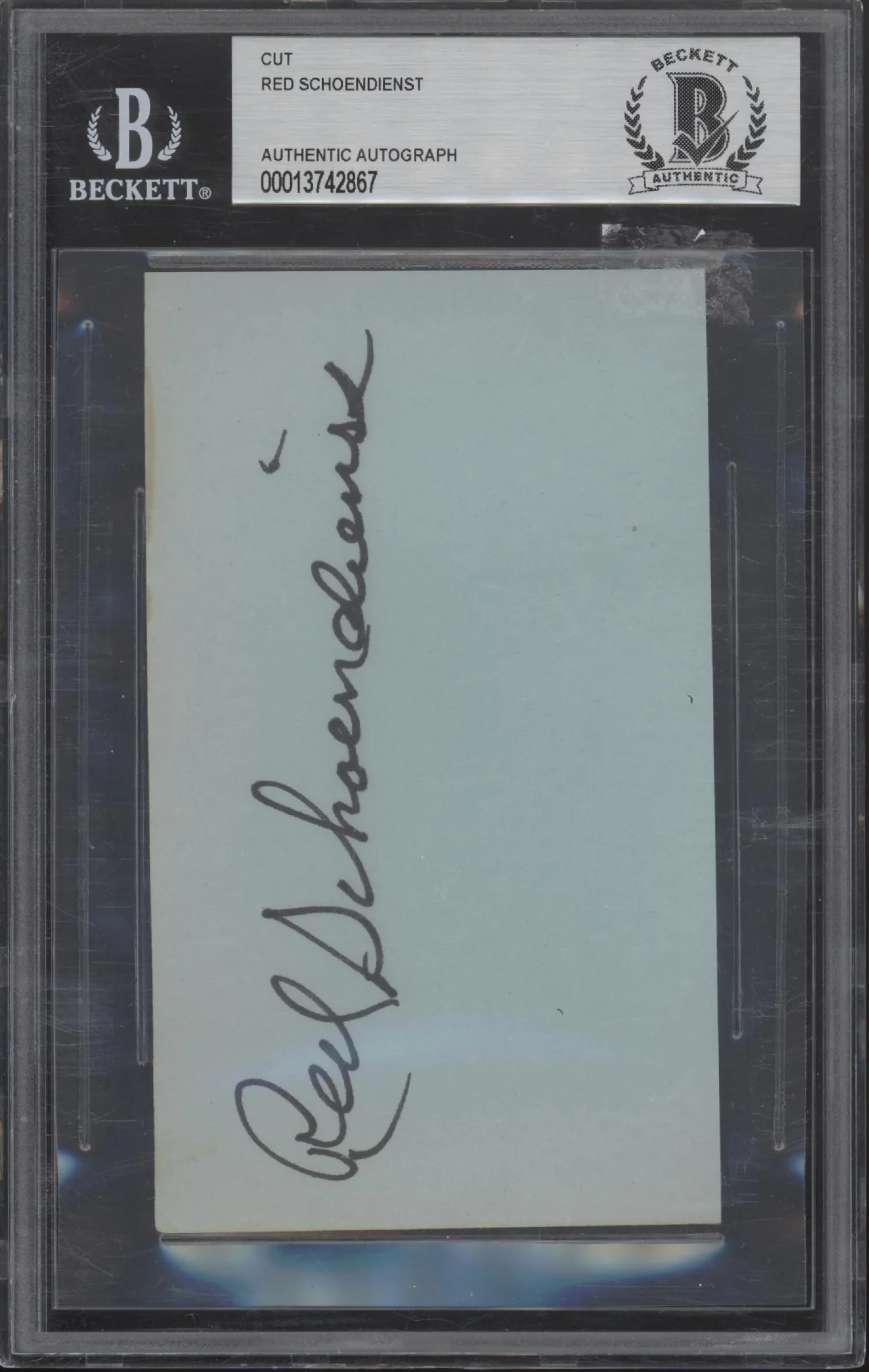 Red Schoendienst Cut Beckett Authentic Autograph