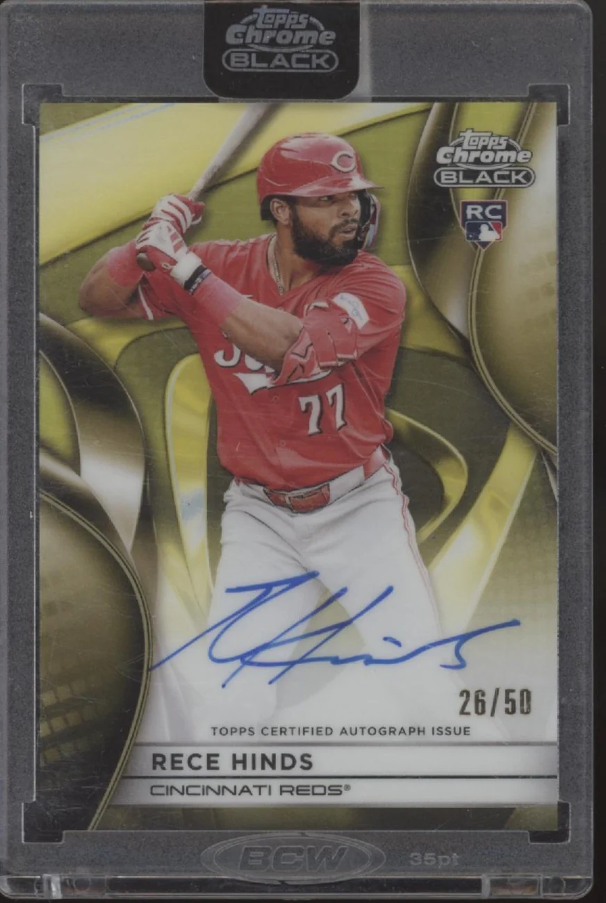 Rece Hinds 2025 Topps Chrome Black Gold Refractor RC Auto 26/50 #CBA-RHI
