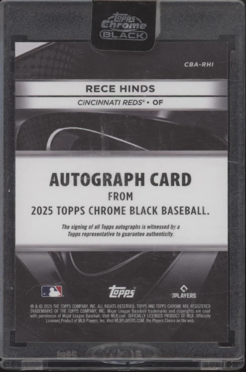 Rece Hinds 2025 Topps Chrome Black Gold Refractor RC Auto 26/50 #CBA-RHI