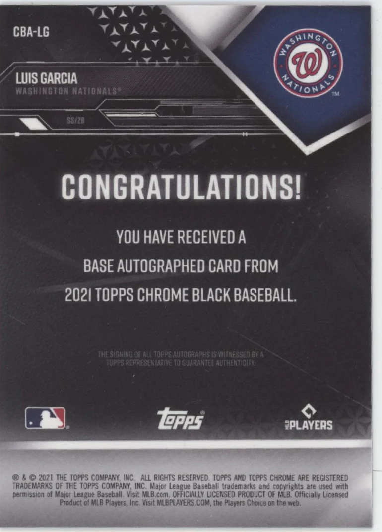 Luis Garcia 2021 Topps Chrome Black Gold Refractor RC Auto 37/50 #CBA-LG