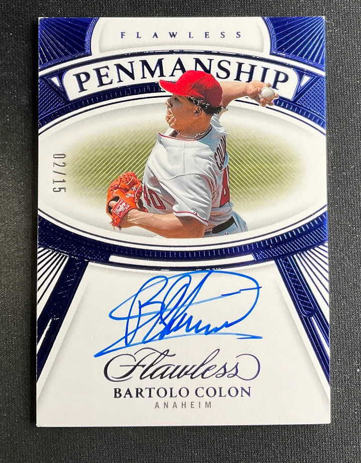 1918-bartolo-colon-2024-panini-flawless-penmanship-blue-auto-02-15-fp-bc-3.webp Bartolo Colon 2024 Panini Flawless Penmanship Blue Auto 02/15 #FP-BC