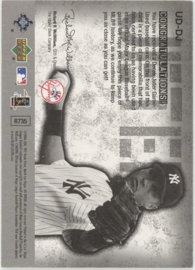 Derek Jeter 2006 Upper Deck Game Materials Swatch #UD-DJ