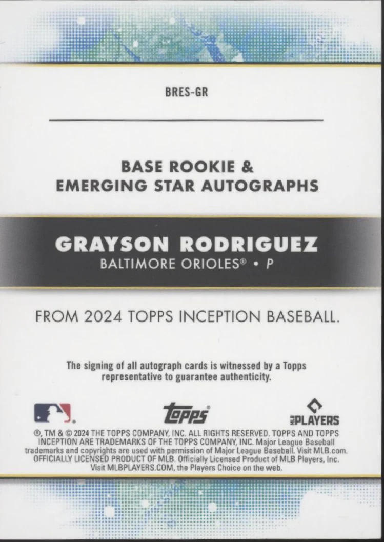 Grayson Rodriguez 2024 Topps Inception Emerging Star RC Auto 231/299 #BRES-GR