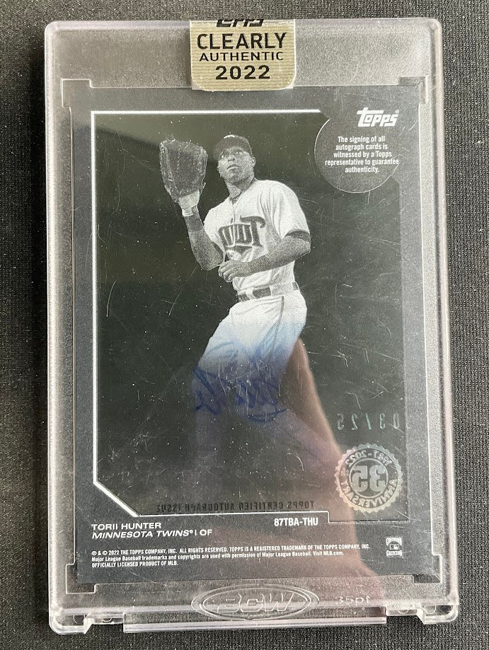 Torii Hunter 2022 Topps Clearly Authentic Blue Auto 03/25 #87TBA-THU