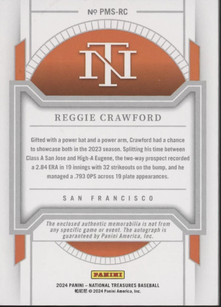 1942-reggie-crawford-2024-panini-national-treasures-swatch-auto-49-49-pms-rc-2.webp Reggie Crawford 2024 Panini National Treasures Swatch Auto 49/49 #PMS-RC