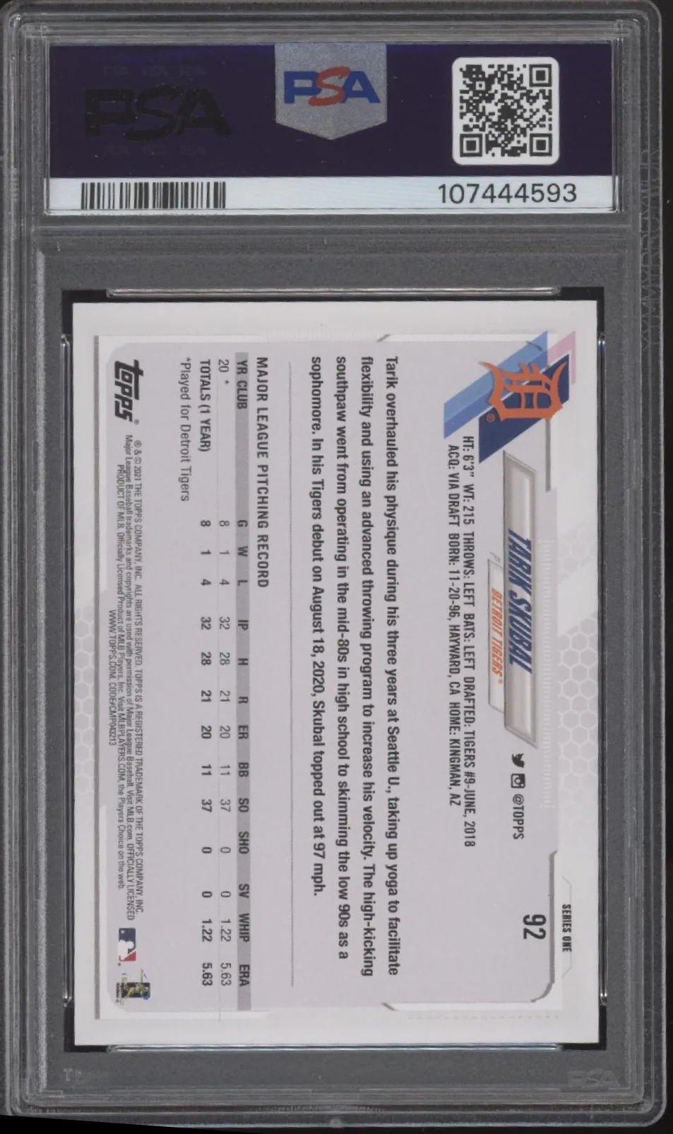1946-tarik-skubal-2021-topps-series-1-rc-92-psa-9-3-2.webp Tarik Skubal 2021 Topps Series 1 RC #92 PSA 9 #3