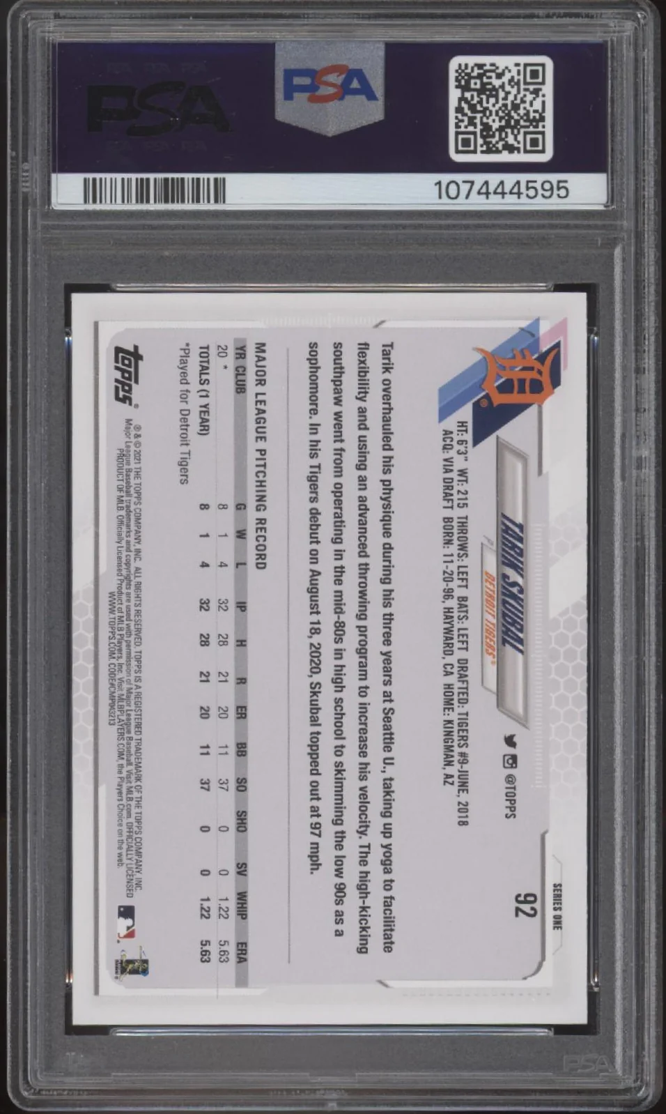 1947-tarik-skubal-2021-topps-series-1-rc-92-psa-10-1-2.webp Tarik Skubal 2021 Topps Series 1 RC #92 PSA 10 #1