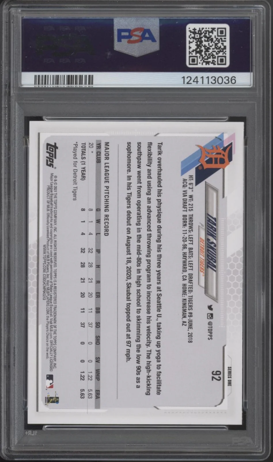 1948-tarik-skubal-2021-topps-series-1-rc-92-psa-10-2-2.webp Tarik Skubal 2021 Topps Series 1 RC #92 PSA 10 #2