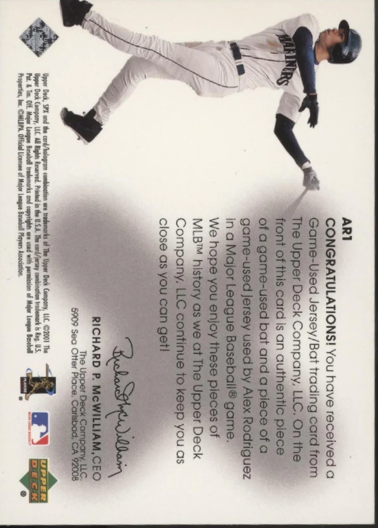 Alex Rodriguez 2001 Fleer SPX Winning Materials Relics #AR1