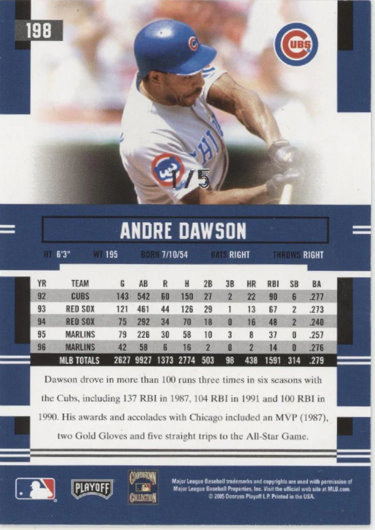 1973-andre-dawson-2005-playoff-prestige-xtra-bases-auto-1-5-198-2.webp Andre Dawson 2005 Playoff Prestige Xtra Bases Auto 1/5 #198