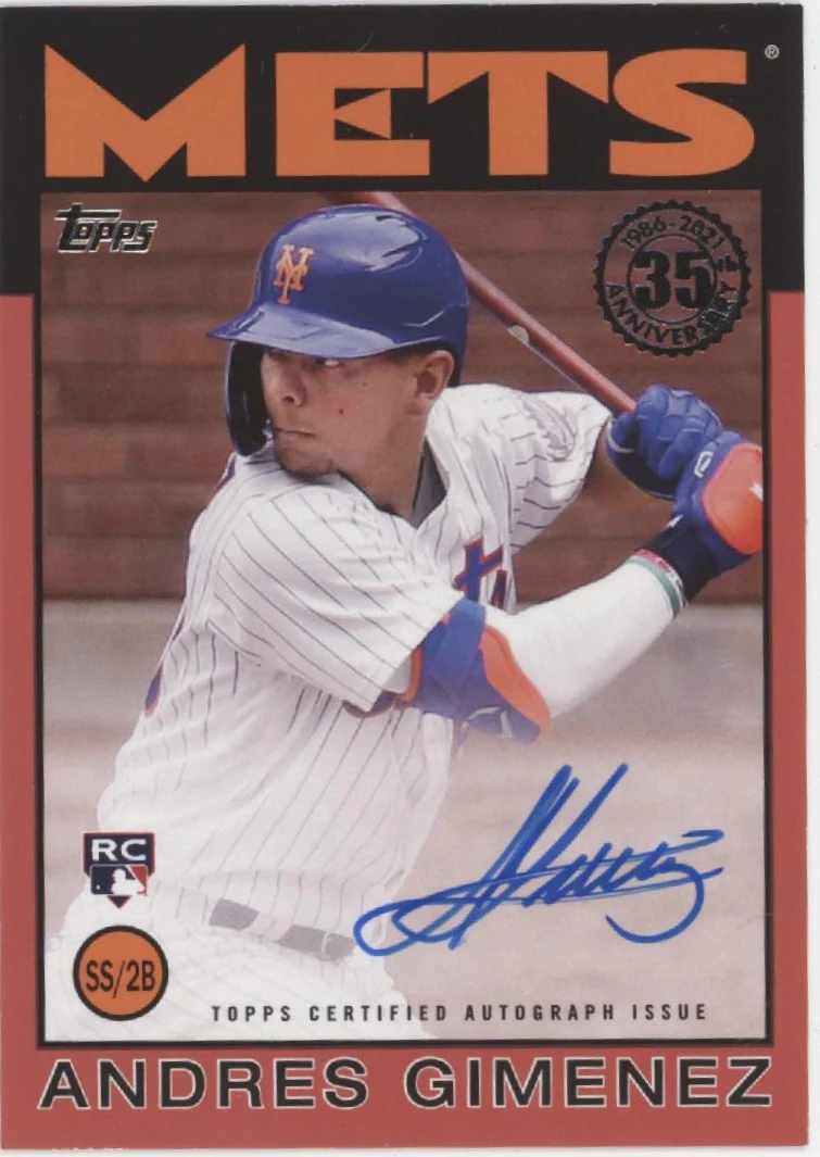 Andres Gimenez 2021 Topps 35th Anniversary '86 Auto 19/25 #86A-AGI