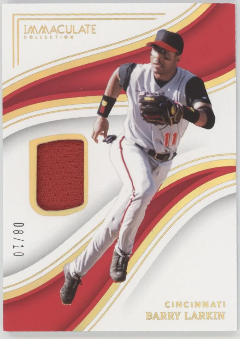 1977-barry-larkin-2023-panini-immaculate-collection-swatch-08-10-199-1.webp Barry Larkin 2023 Panini Immaculate Collection Swatch 08/10 #199