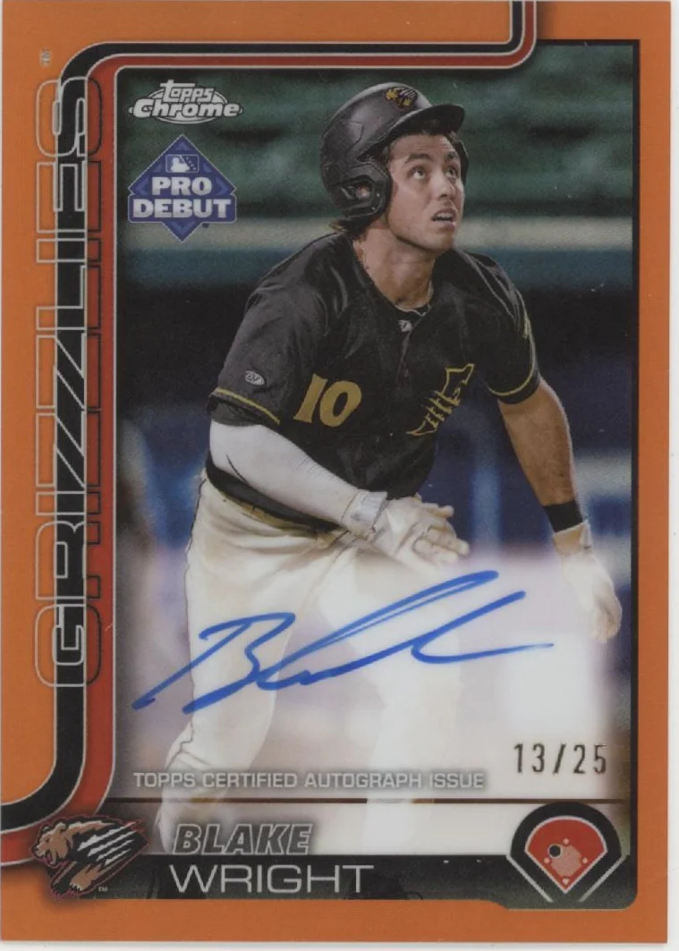 1980-blake-wright-2025-topps-chrome-pro-debut-orange-refractor-auto-13-25-pdc-145-1.webp Blake Wright 2025 Topps Chrome Pro Debut Orange Refractor Auto 13/25 #PDC-145