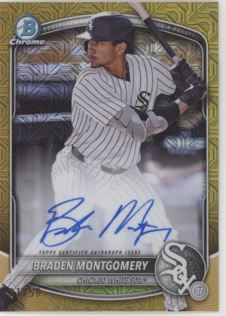Braden Montgomery 2025 Bowman Chrome Prospects Gold Mojo Refractor Auto 31/50