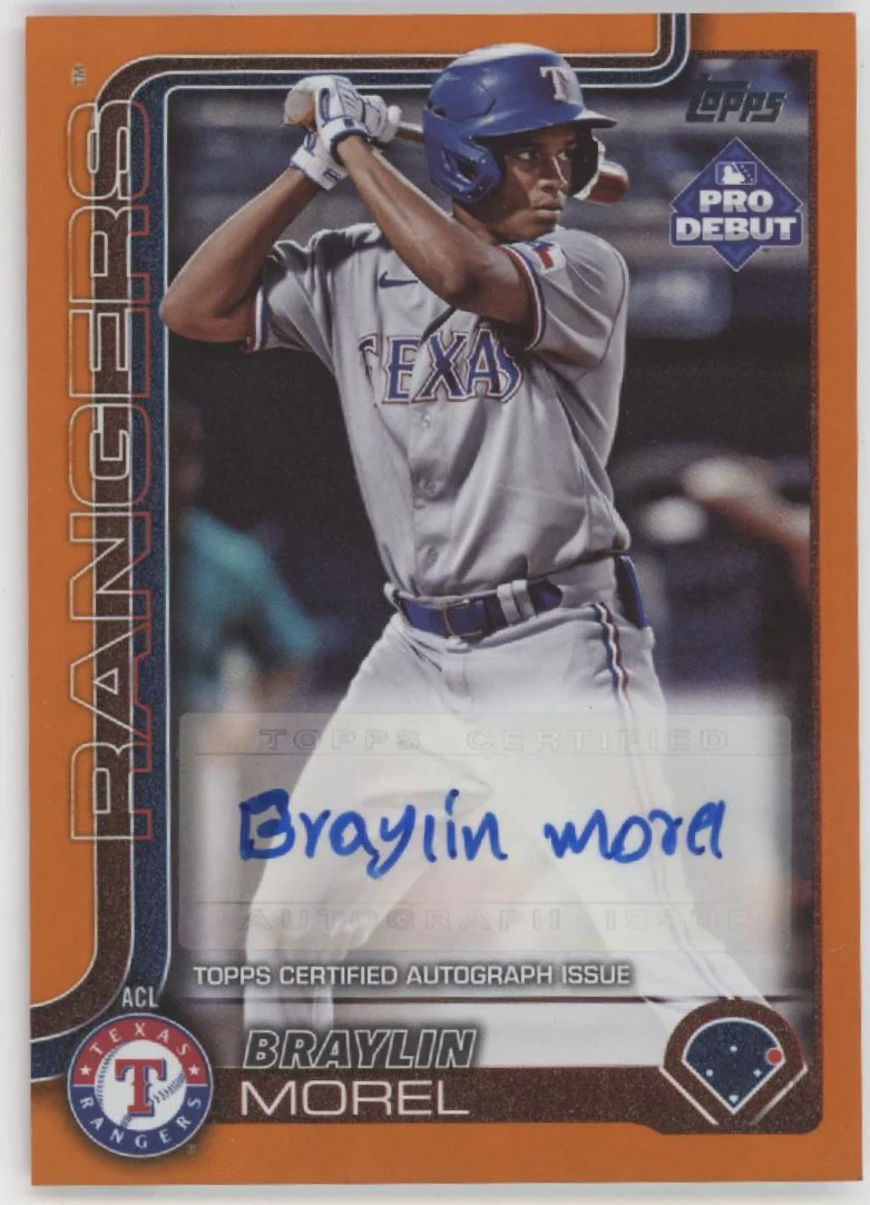 1985-braylin-morel-2025-topps-pro-debut-orange-holo-10-25-pd-132-1.webp Braylin Morel 2025 Topps Pro Debut Orange Holo 10/25 #PD-132