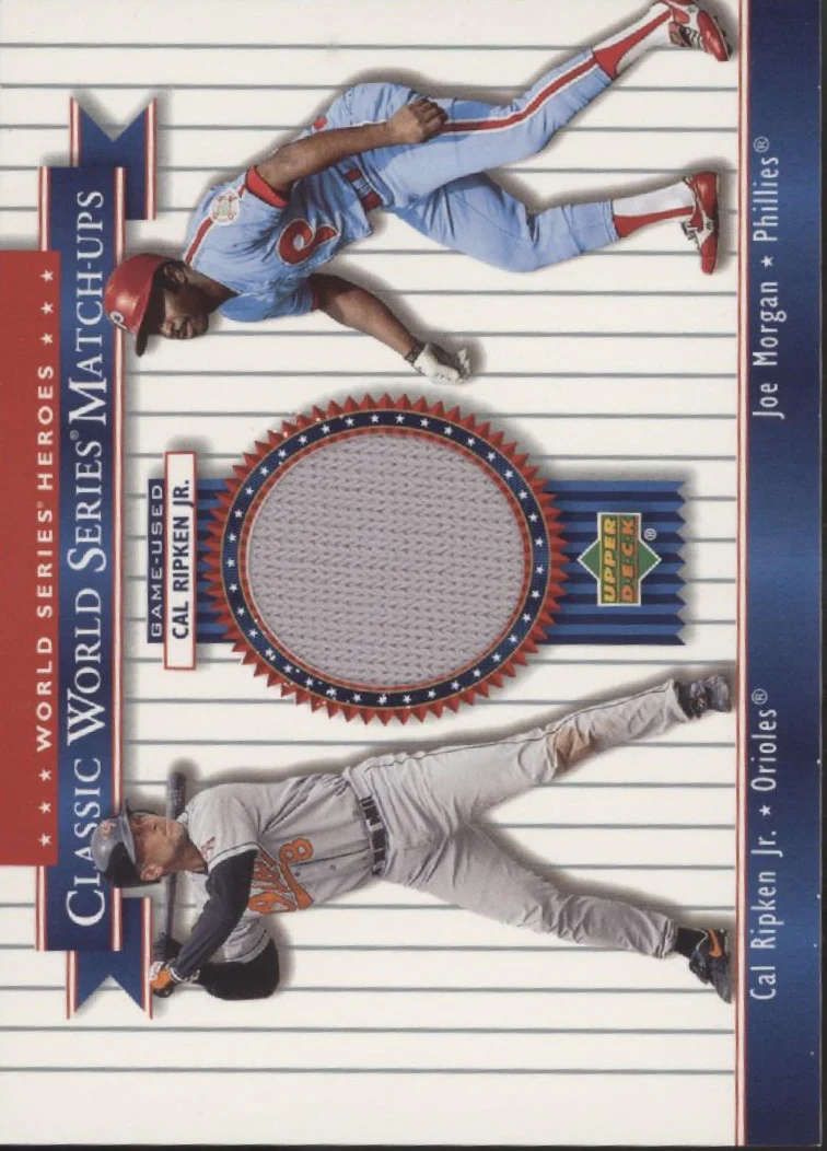 Cal Ripken Jr. / Joe Morgan 2002 Upper Deck Classic World Series Matchups Swatch