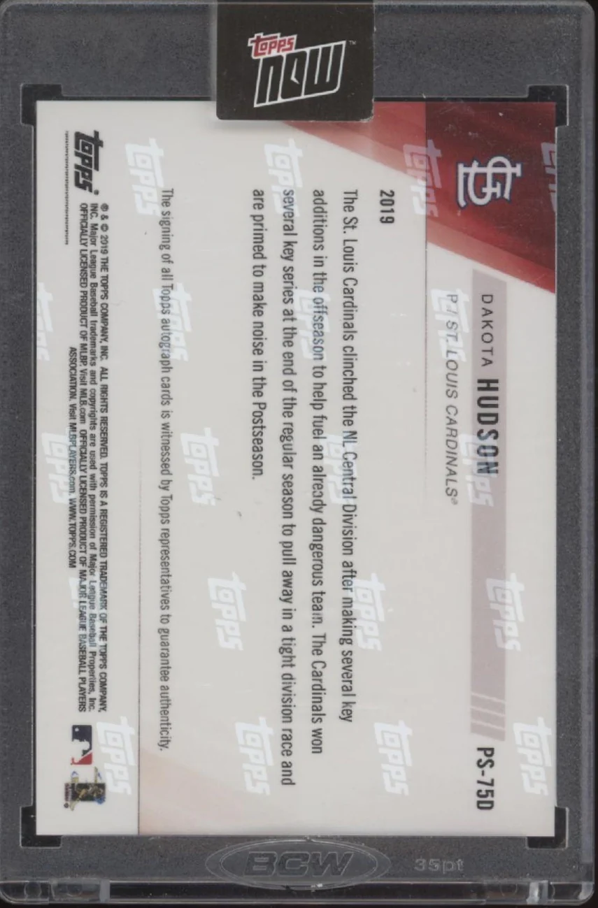 Dakota Hudson 2019 Topps Now Post Season RC Auto 01/10 #PS-75D