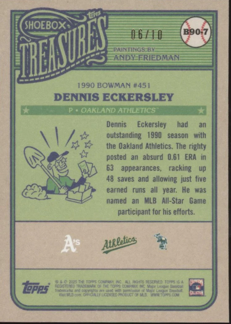 Dennis Eckersley 2025 Topps Shoebox Treasures '90 Bowman 06/10 #B90-7