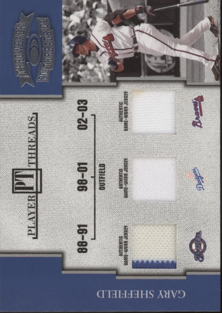 Gary Sheffield 2004 Donruss Throwback Threads Player Threads Swatch 012/250
