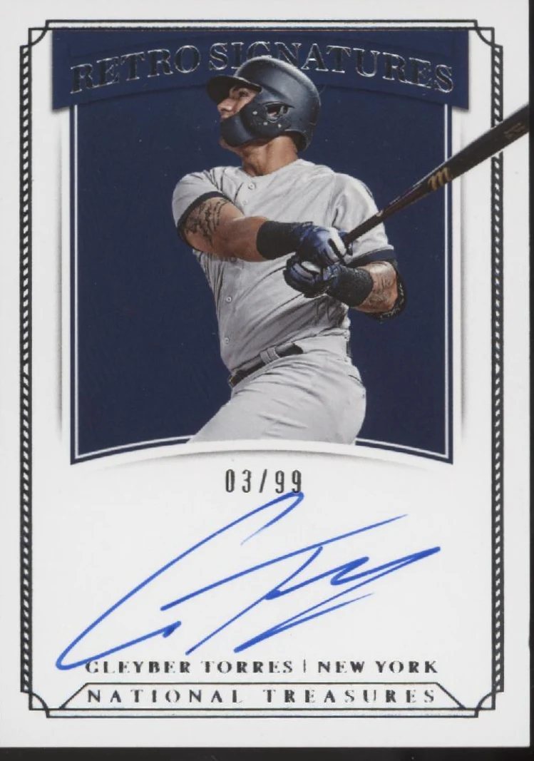 Gleyber Torres 2019 Panini National Treasures Retro Signatures Auto 03/99 #RS-GT