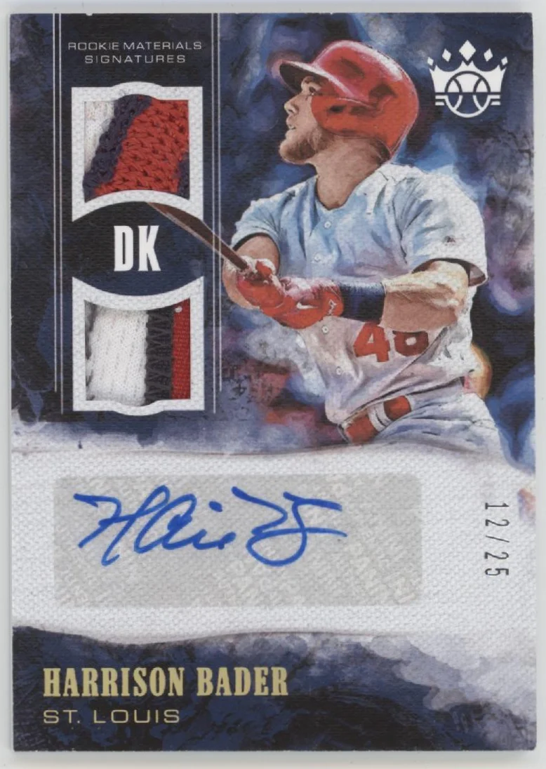 Harrison Bader 2018 Panini Diamond Kings Swatch Auto 12/25 #RMS-HB